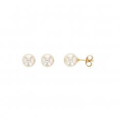 Boucles d'oreilles puces avec Perles de Majorque et fermoir en plaqué or