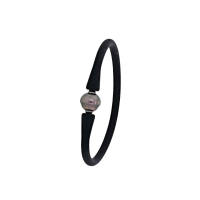 Bracelet acier/silicone noir avec perle de Tahiti cerclée baroque de culture