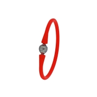 Bracelet acier/silicone rouge avec perle de Tahiti cerclée baroque de culture