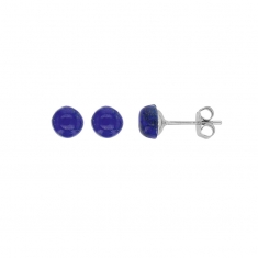 Boucles d'oreilles puces Lapis-lazuli, argent 925/1000 rhodié