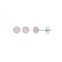 Boucles d'oreilles puces Quartz rose, argent 925/1000 rhodié