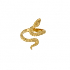 Bague serpent striée, plaqué or