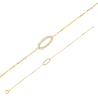 Bracelet avec forme ovale ajourée en plaqué or et oxydes de zirconium
