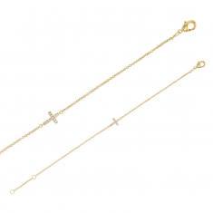 Bracelet croix pavée d'oxydes, Plaqué or
