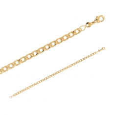 Bracelet en plaqué or avec maille fantaisie double losanges