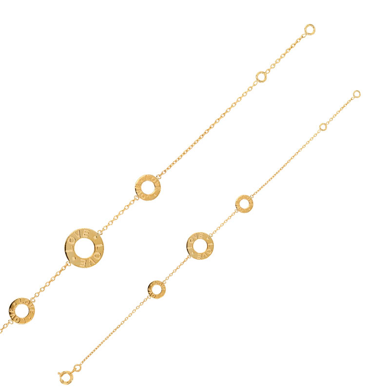 Bracelet en plaqué or 3 cercles avec gravure LOVE