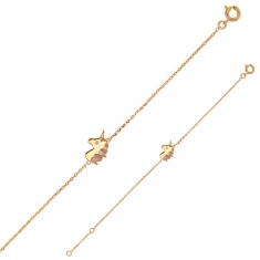 Bracelet enfant licorne émaillée, plaqué or