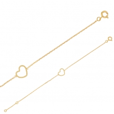 Bracelet forme coeur perlé, Plaqué or