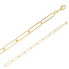 Bracelet maille ovale allongée, Plaqué or