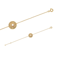 Bracelet rond martelé en plaqué or avec pierre en nacre