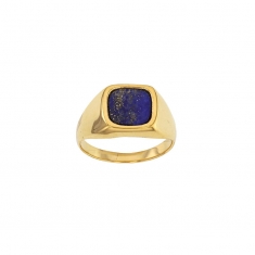 Chevalière carrée ornée d'un lapis-lazuli, plaqué or