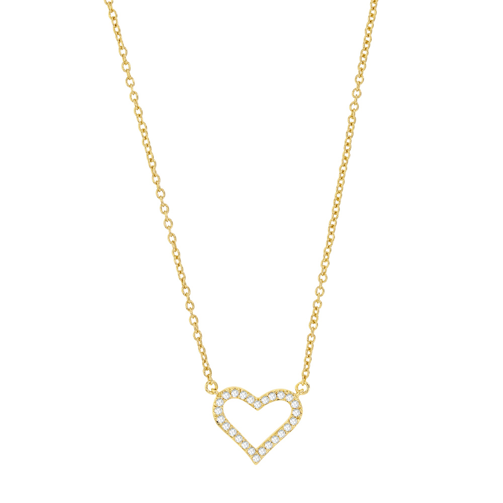Collier coeur avec des oxydes de zirconium en plaqué or