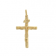 Croix en plaqué or finement travaillée avec le Christ