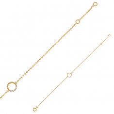 Bracelet cercle perlé Plaqué or orné d'oxydes de zirconium