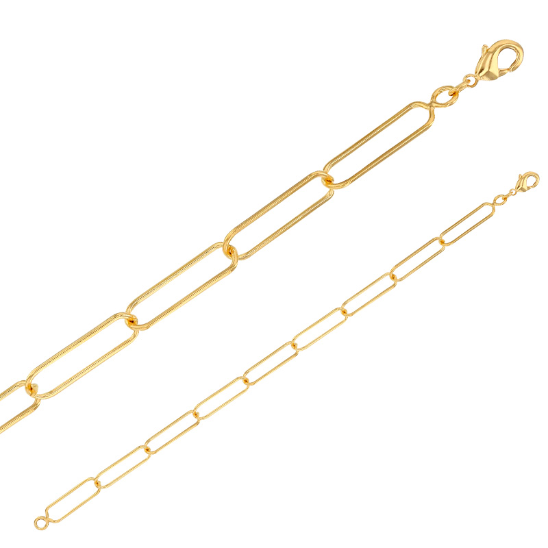 Bracelet maille ovale allongée, Plaqué or