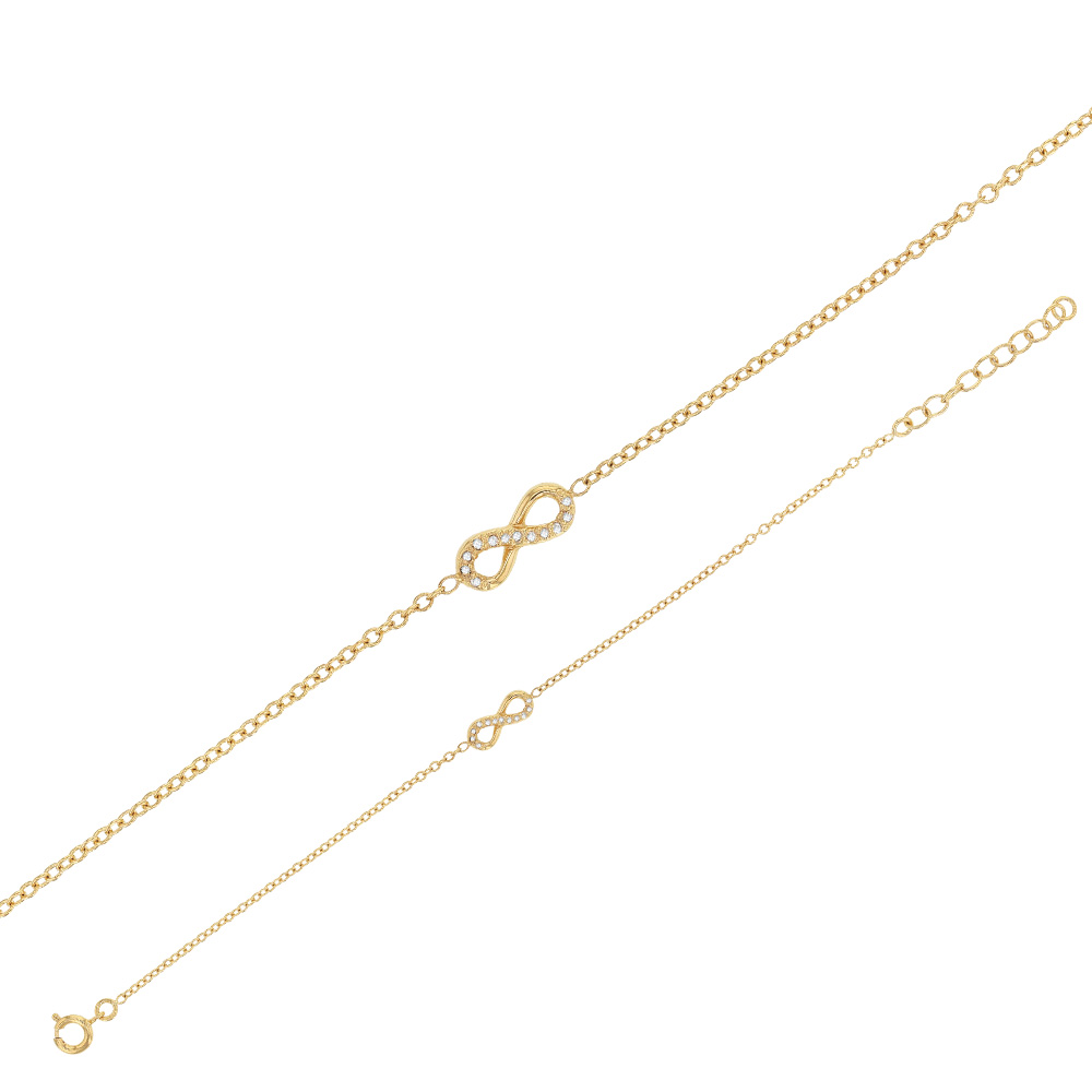 Bracelet motif infini en plaqué or avec oxydes de zirconium