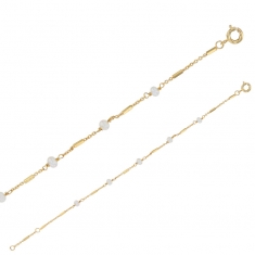 Bracelet petites perles de culture d'eau douce, chaîne fantaisie, Plaqué or