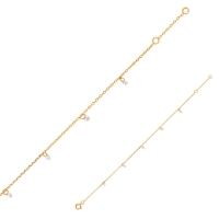 Bracelet fin plaqué or, petites pampilles en oxydes de zirconium couleur rubis