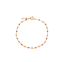 Bracelet plaqué or, effet petites perles, violet