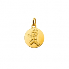 Médaille ronde en plaqué or - Ange Raphaël pensif