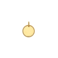 Médaille ronde à graver avec contour perlé, Plaqué or