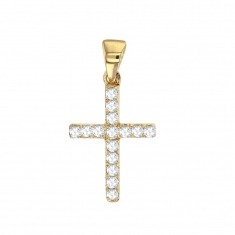 Petite croix en plaqué or avec oxydes de zirconium