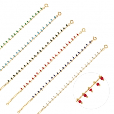 Lot de 6 bracelets en plaqué or et perles de résine de couleur