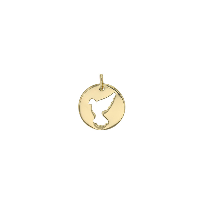 Médaille colombe en vol ajourée, Plaqué or