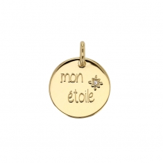 Médaille mon étoile avec un oxyde, plaqué or
