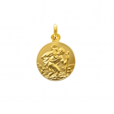 Médaille ronde en plaqué or - Saint-Christophe