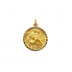 Médaille Saint Christophe au contour ciselé en Plaqué or