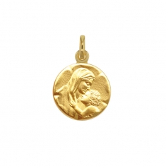 Médaille Vierge à l'enfant tendresse, Plaqué or