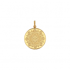 Médaille motif mandala rond, plaqué or