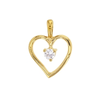 Pendentif coeur en plaqué or avec un oxyde de zirconium au milieu 3 griffes