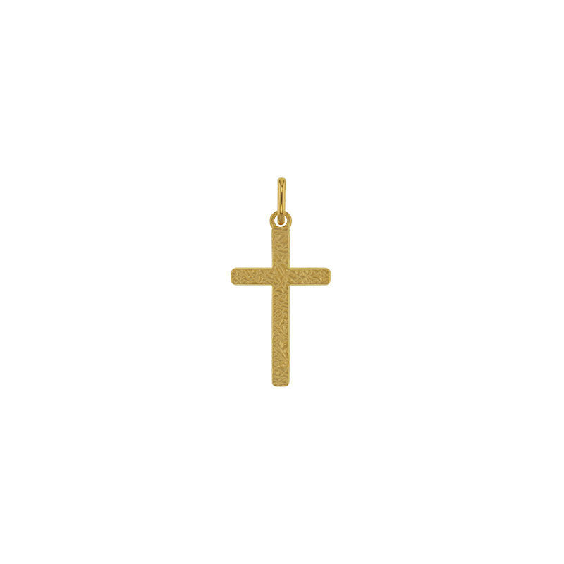 Pendentif croix aspect pépite, Plaqué or