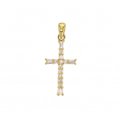 Pendentif croix en plaqué or avec oxydes de zirconium