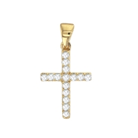 Petite croix en plaqué or avec oxydes de zirconium