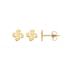 Boucles d'oreilles puces croix basque, plaqué or