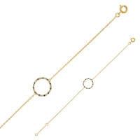 Bracelet cercle serti d'oxydes de couleurs blancs et bleus, Plaqué or