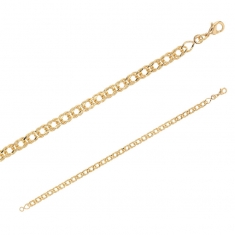 Bracelet en plaqué or avec maille fantaisie double losanges