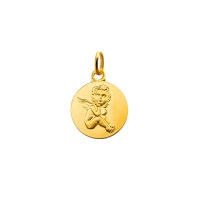 Médaille ronde en plaqué or - Ange Raphaël pensif