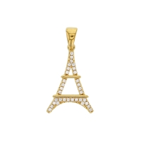 Pendentif en forme de Tour Eiffel en plaqué or avec oxydes de zirconium