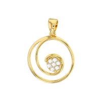 Pendentif en plaqué or en forme de spirale avec oxydes de zirconium au centre