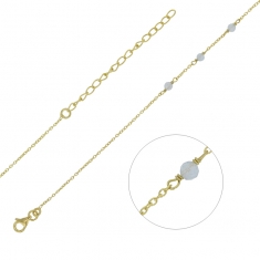 Bracelet agent 925/1000 doré 2 microns avec 3 pierres rondes en Aigue-marine