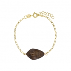 Bracelet Bronzite, chaîne argent 925/1000 doré
