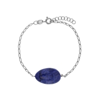 Bracelet Sodalite, chaîne argent 925/1000 platiné
