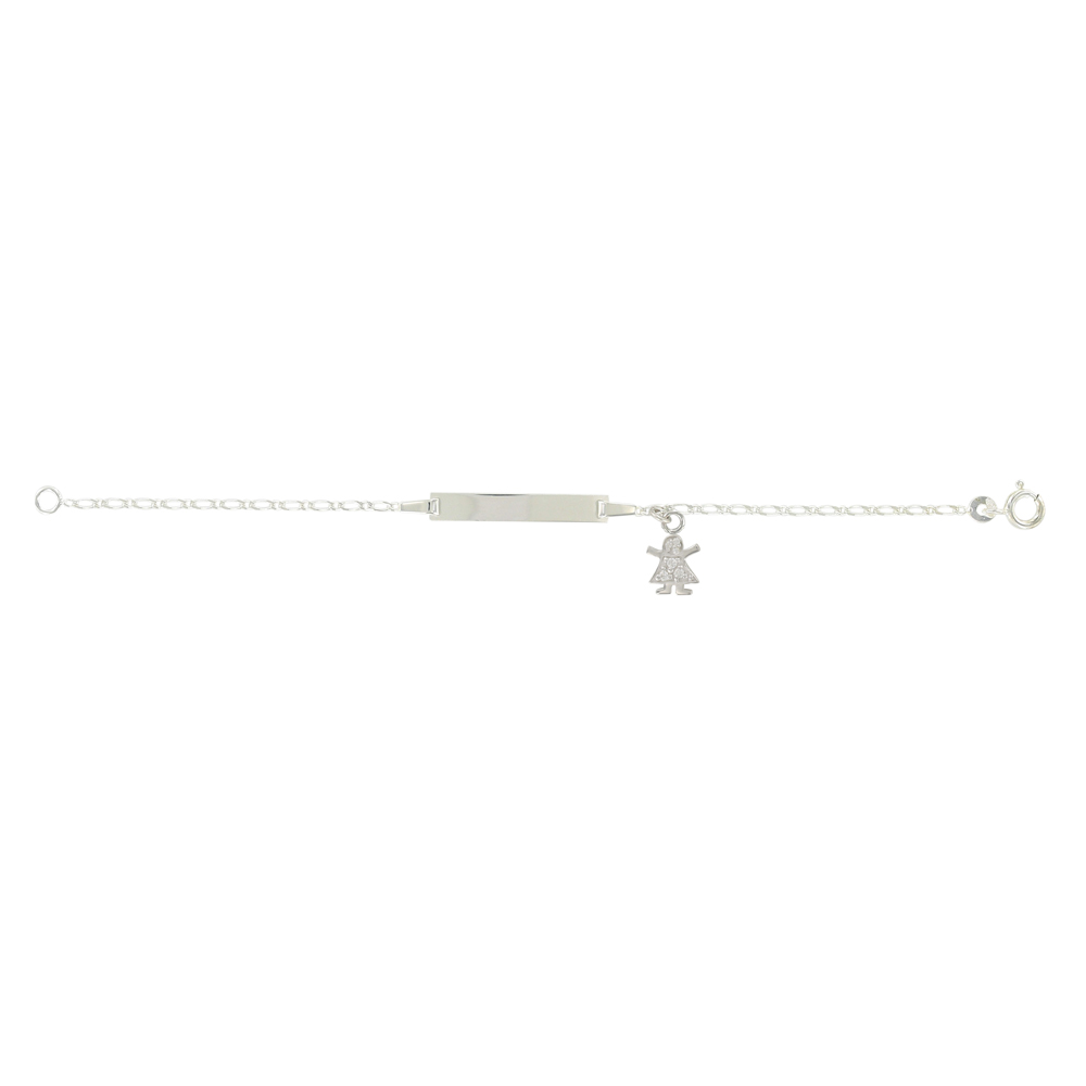 Gourmette en argent rhodié fillette avec oxyde de zirconium