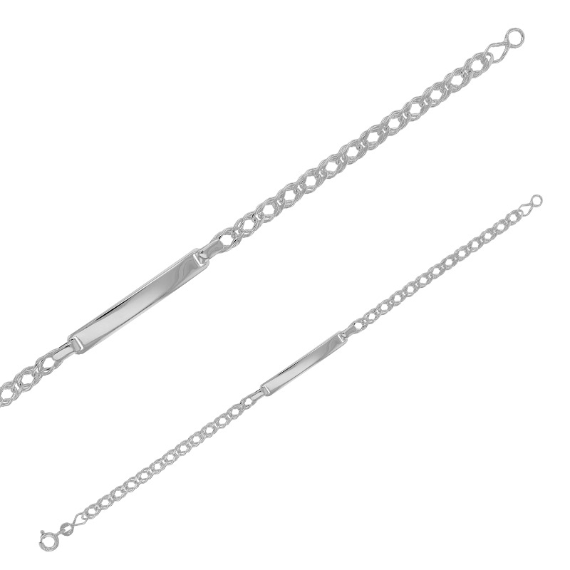 Gourmette identité maille double rombo 18cm, argent 925/1000