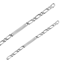 Gourmette identité maille figaro simple 19cm, argent 925/1000