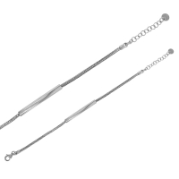 Gourmette identité maille serpent ronde, argent 925/1000 platiné